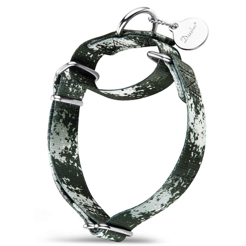 Dazzber martingale collar shown from the front in the Jungle Camo pattern.