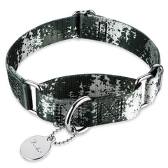 Dazzber martingale collar close-up showing its stainless steel hardware.
