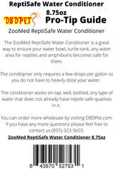 DBDPet ReptiSafe water conditioner with its attached Pro-Tip Guide.