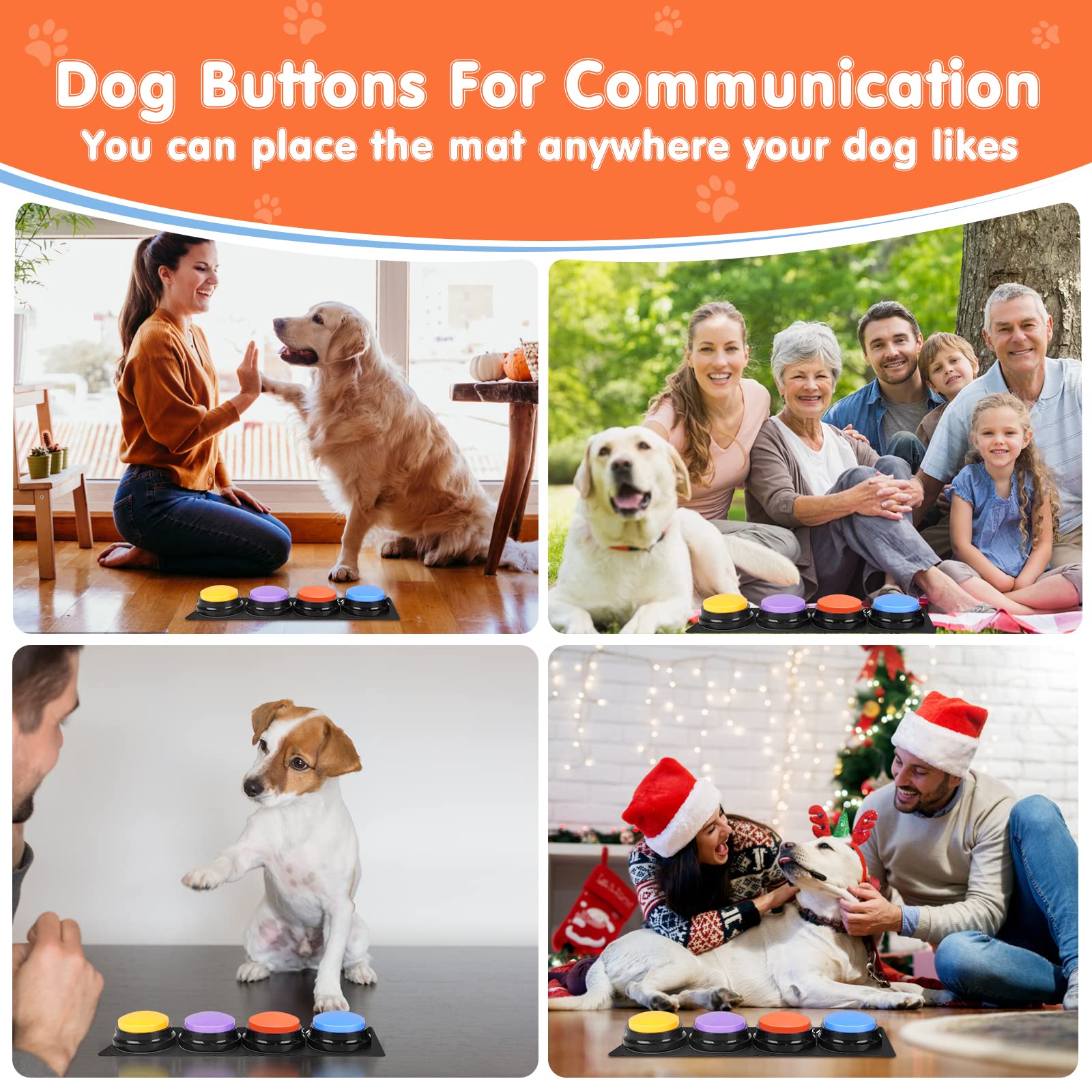 DCIAER dog buttons shown with the included AAA batteries.