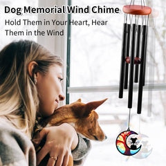 DearKeeps dog memorial wind chime acrylic suncatcher shown in close-up.