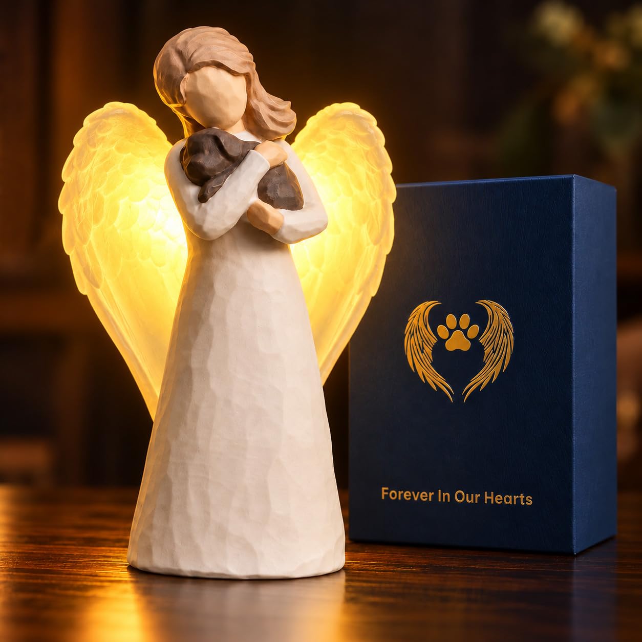 DecorSmart dog remembrance angel shown from the front as a sympathy keepsake.