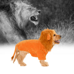 DELIFUR dog lion costume hood showing its circle of long plush.
