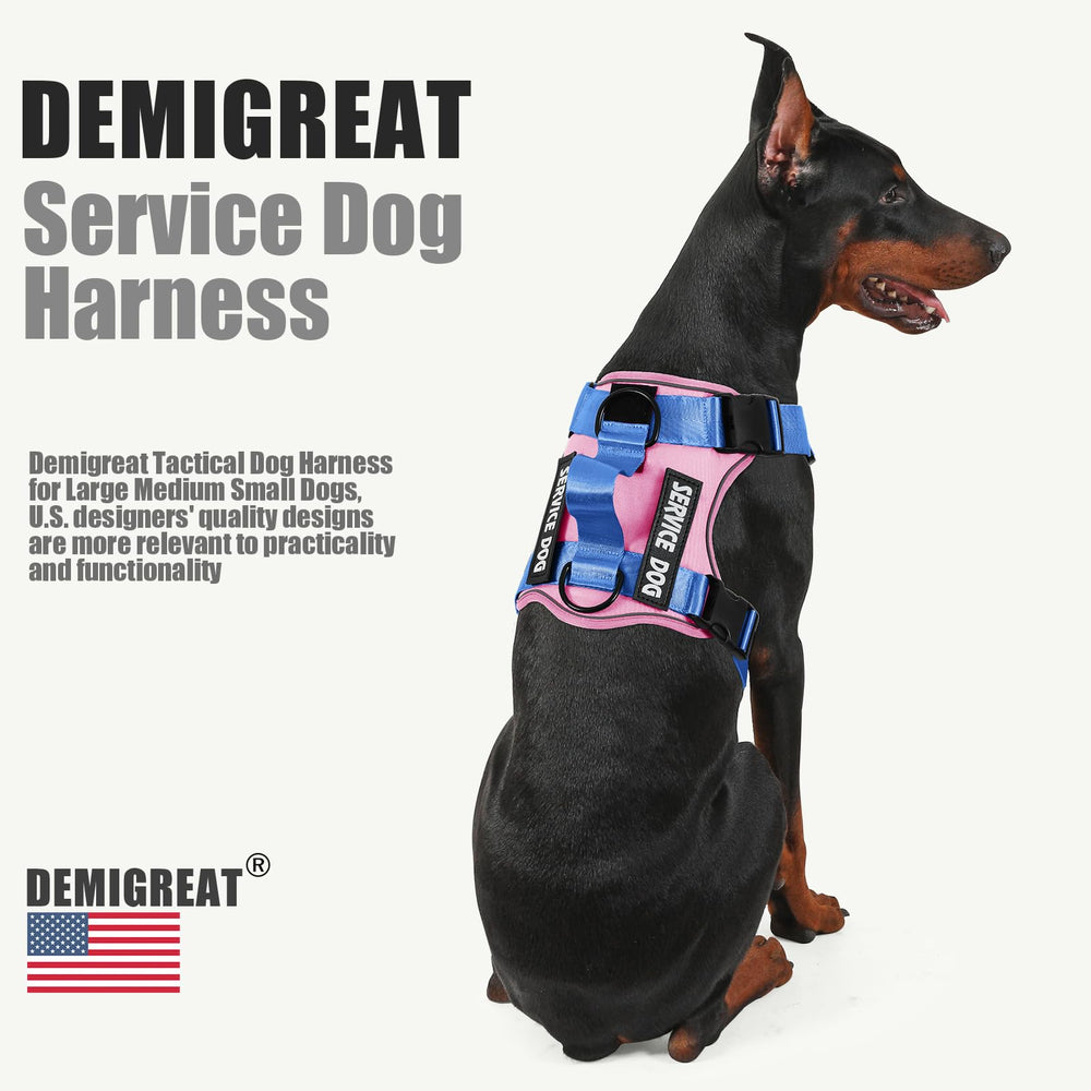 Demigreat Service Dog Harness detail showing the adjustable neck and chest buckles.
