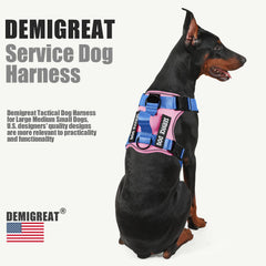 Demigreat Service Dog Harness detail showing the adjustable neck and chest buckles.