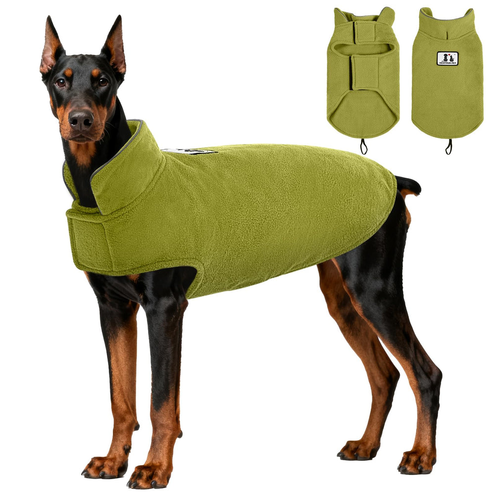 DENTRUN dog winter coat shown from the front.