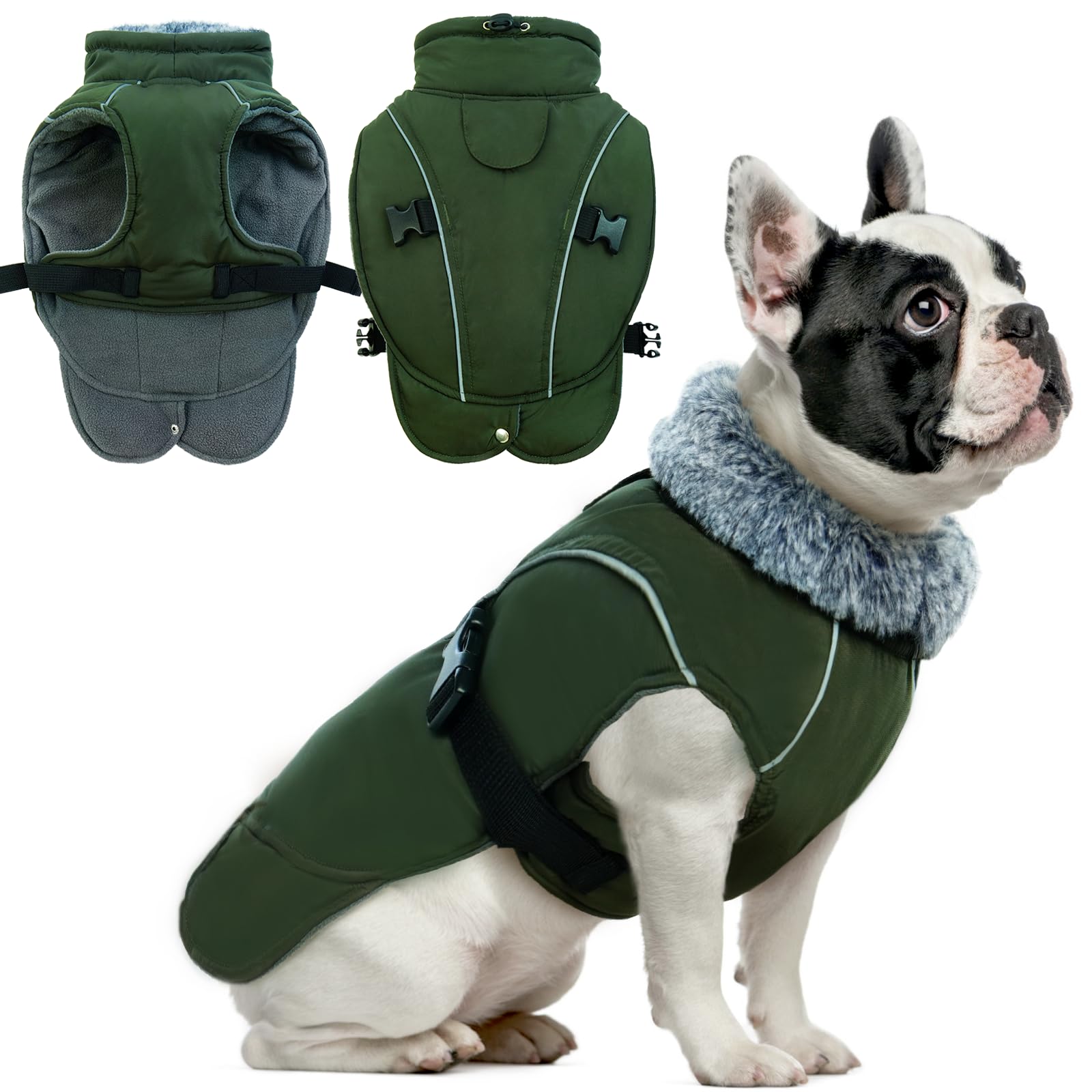 DENTRUN Warm Dog Winter Coat shown from the front.
