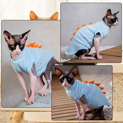 DENTRUN Sphynx Cat Shirt showing its triangular dinosaur-style back points.