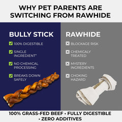 End detail of a Devil Dog Pet Co beef bully stick.