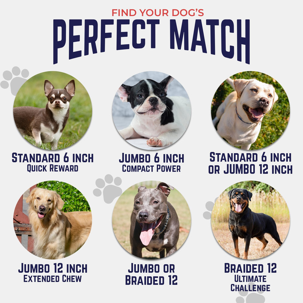 Three Devil Dog Pet Co bully sticks shown as the pack contents.