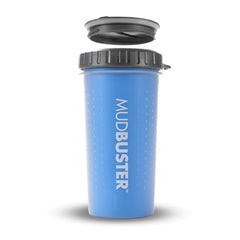 Dexas MudBuster large dog paw cleaner shown from the front in Pro Blue.