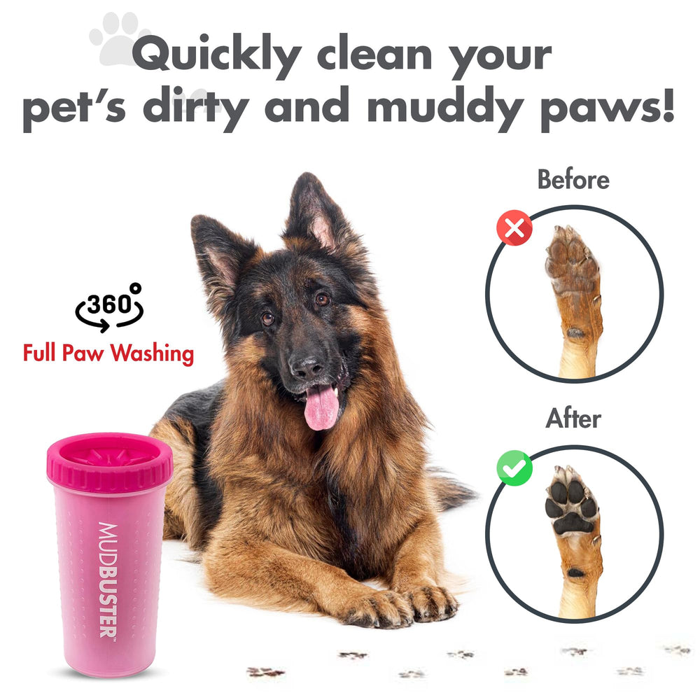 Dexas MudBuster dog paw cleaner shown in its large size for paw fit.