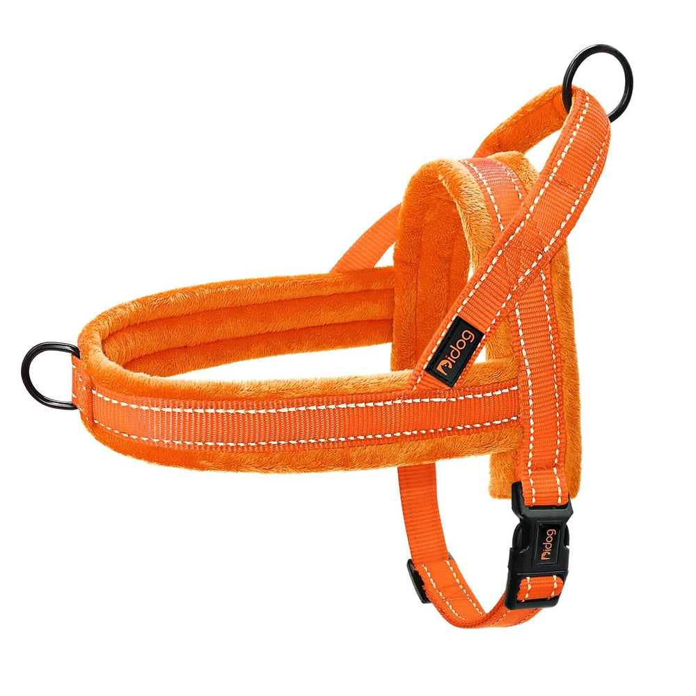 Didog dog harness shown from the front in orange.