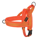 Didog small dog harness in orange shown from the front.