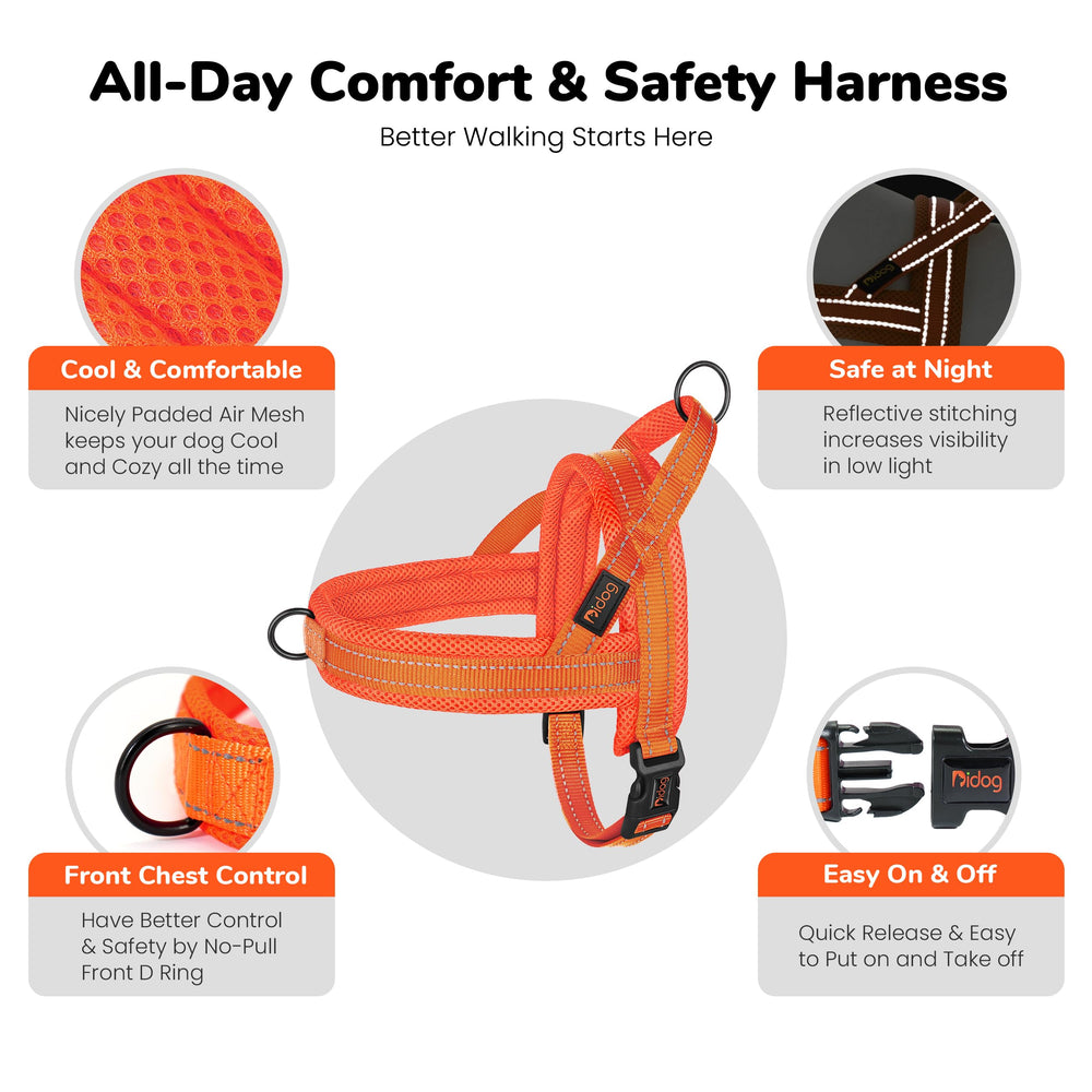 Didog small dog harness showing the padded neck and chest lining.