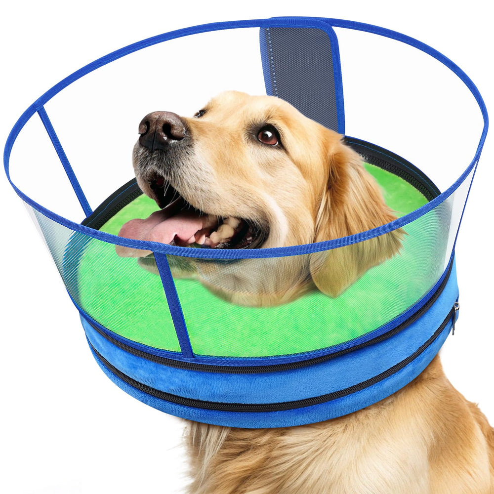 Didopet dog cone shown from the front as a sponge donut collar.