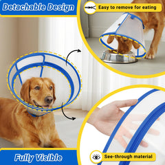 Didopet dog recovery collar close-up showing its clear plastic body.
