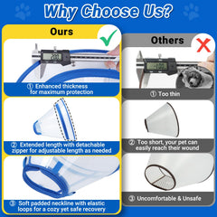 Didopet dog recovery collar detail showing the detachable zipper extension.