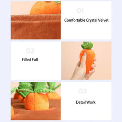 DIYGIFF carrot snuffle mat with the plush carrot pieces arranged beside it.