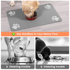 DK177 pet feeding mat displayed with its waterproof rubber backing visible.