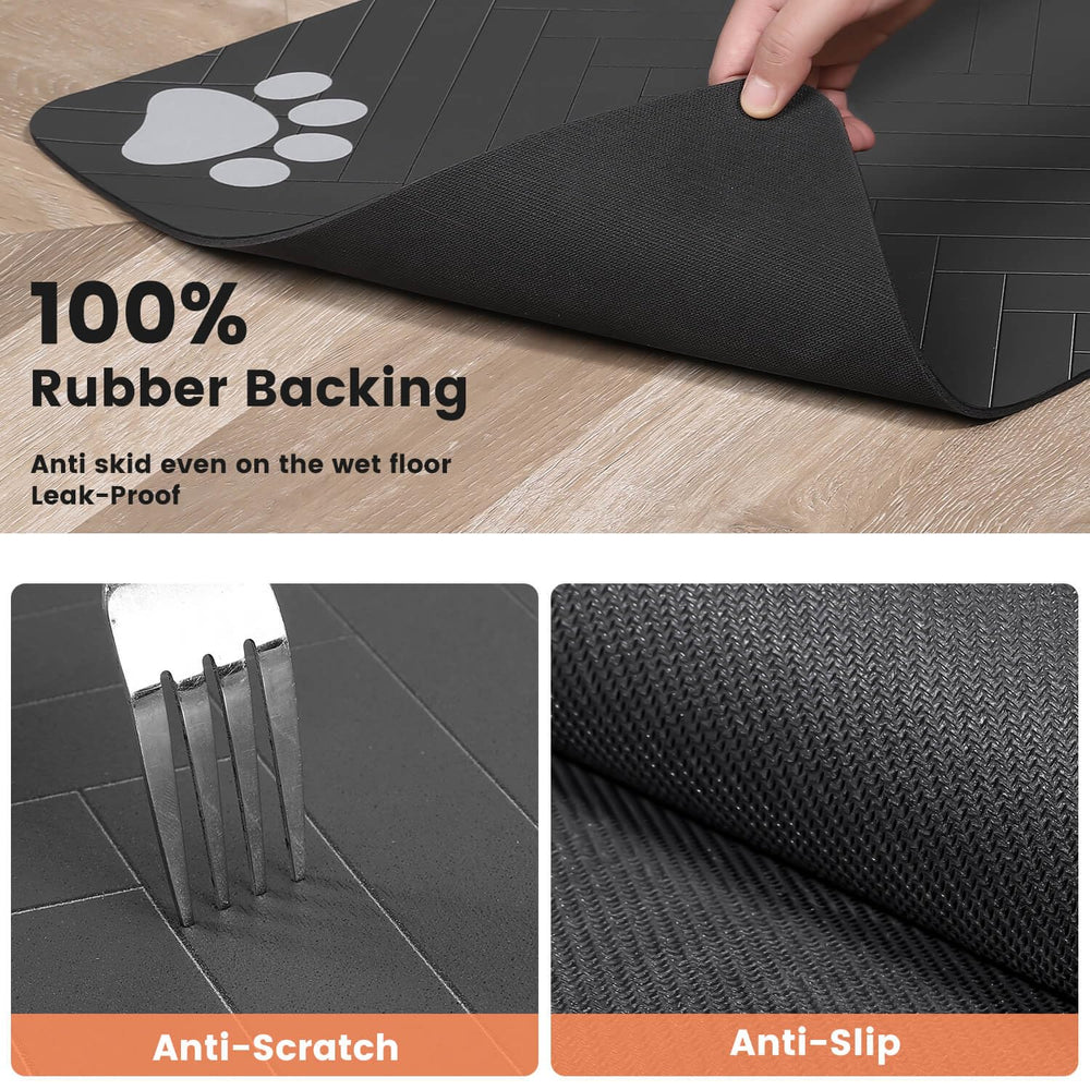 DK177 pet feeding mat placed beneath food and water bowls.