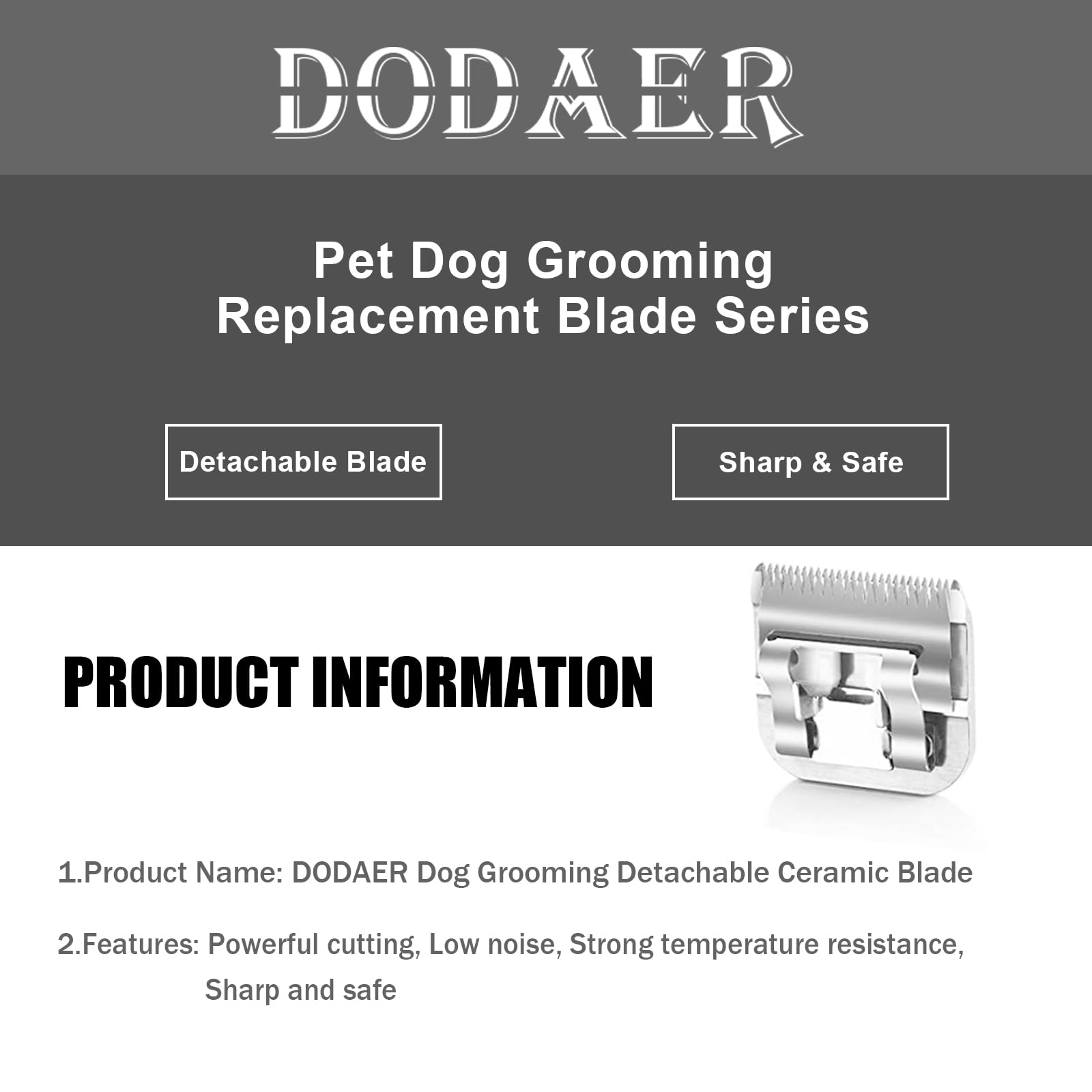 DODAER 3/4HT dog grooming blade comb teeth shown in close-up.