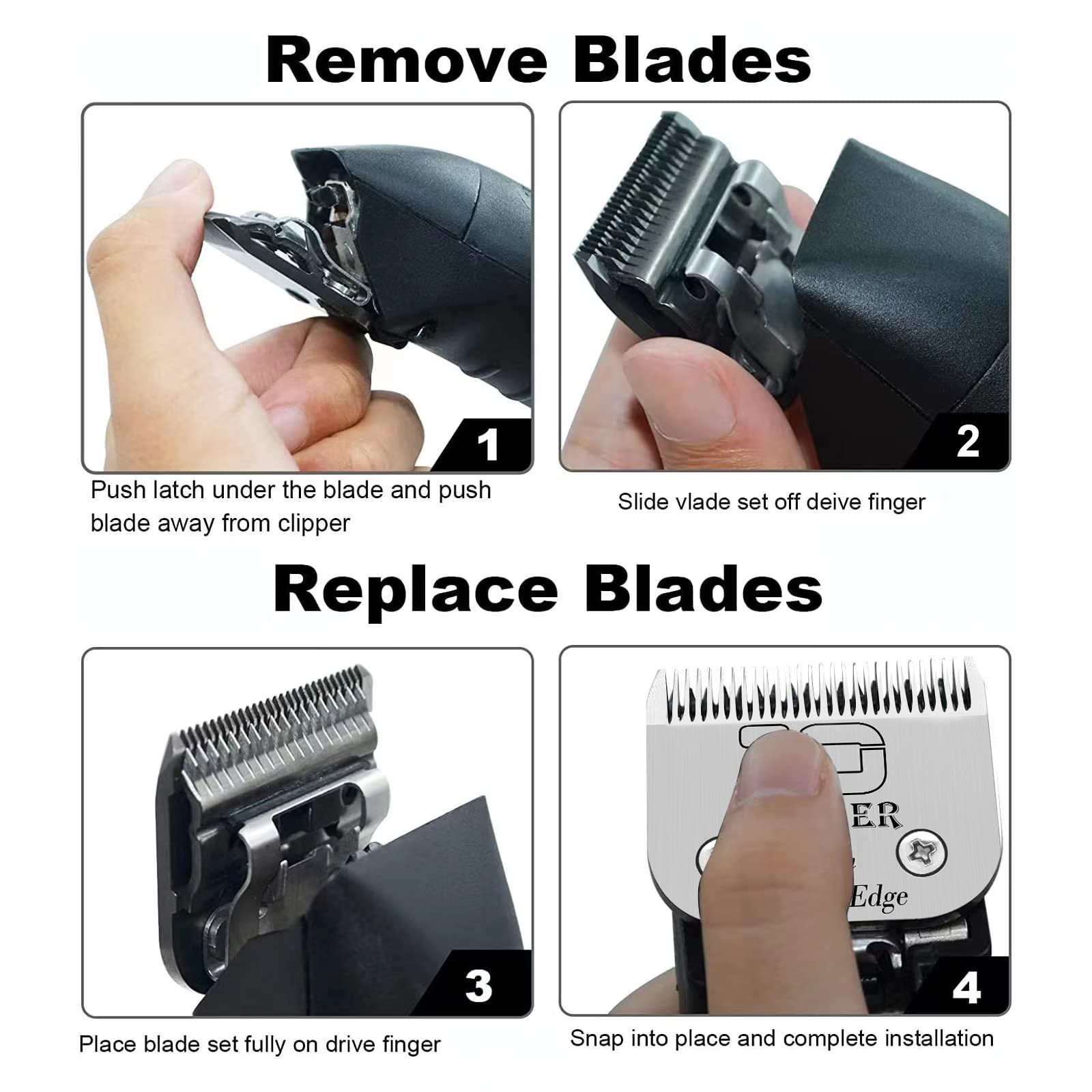 DODAER dog grooming blade shown fitted to a compatible dog clipper.