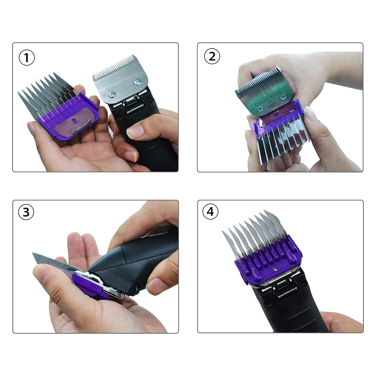 DODAER dog grooming guide comb close-up showing its stainless steel construction.