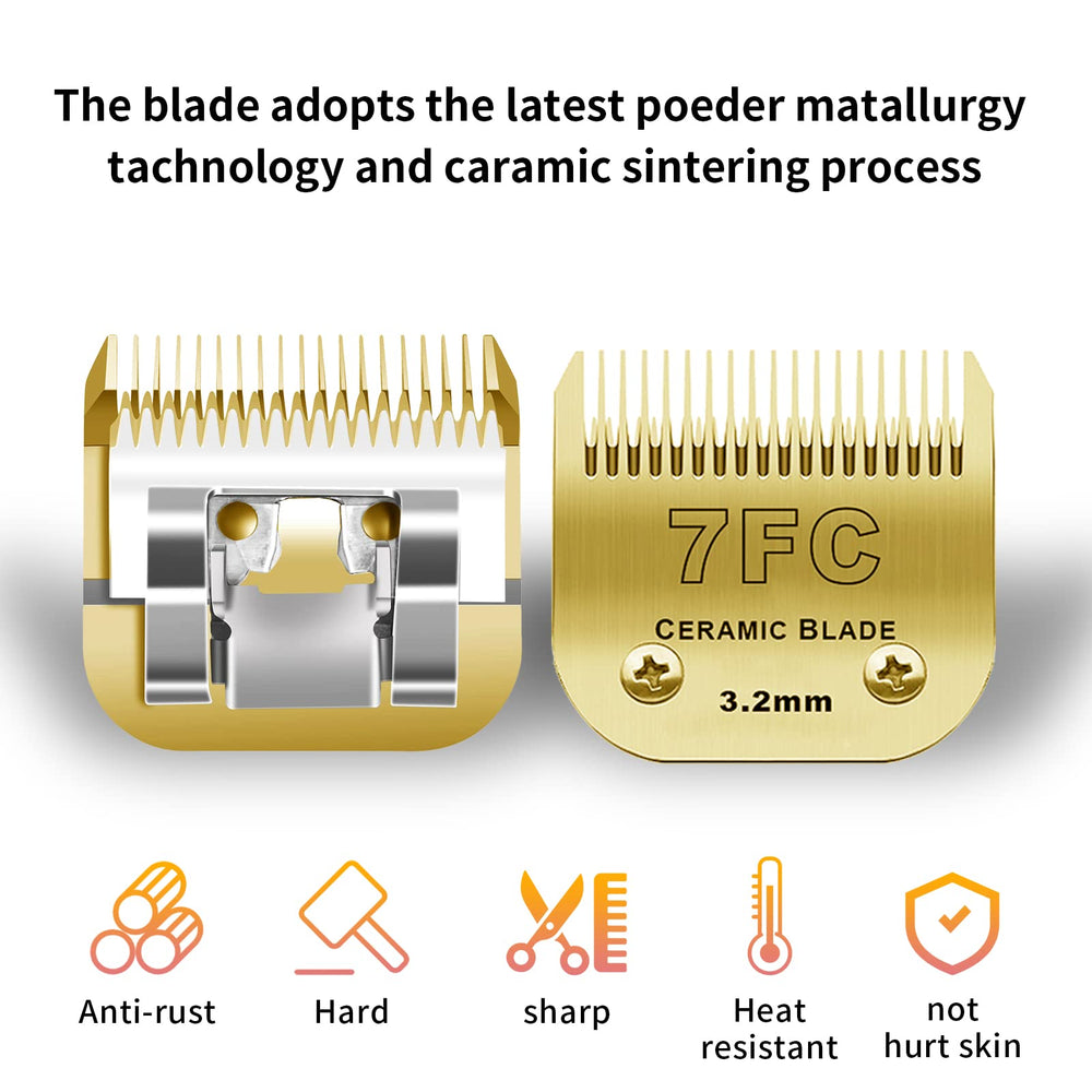 DODAER gold detachable dog blade close-up showing the 5FC blade.