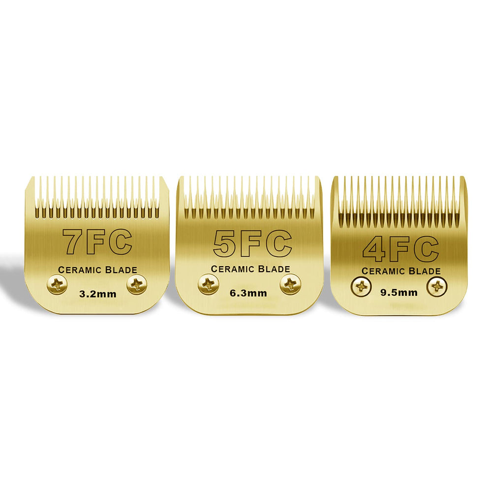 DODAER gold detachable dog blades set shown together in an overview.