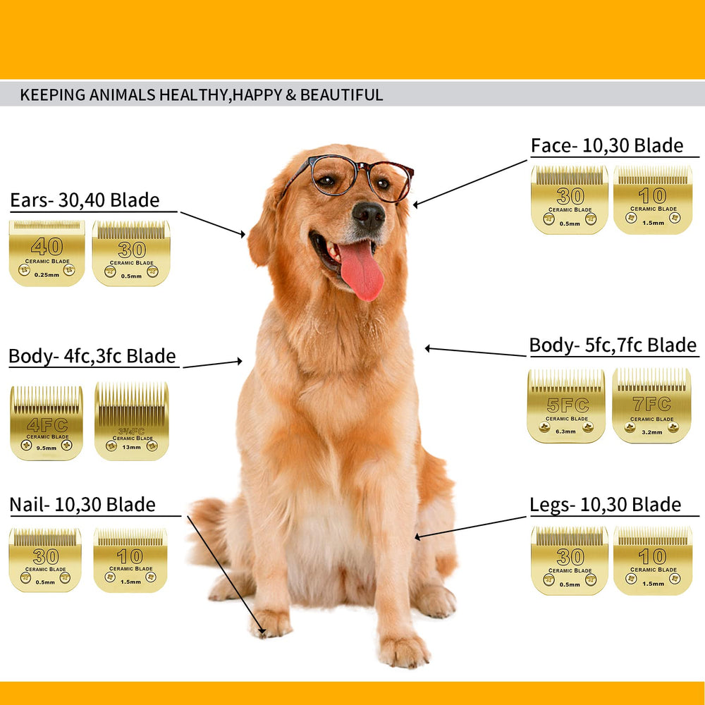 DODAER gold detachable dog blades set shown from a side angle.
