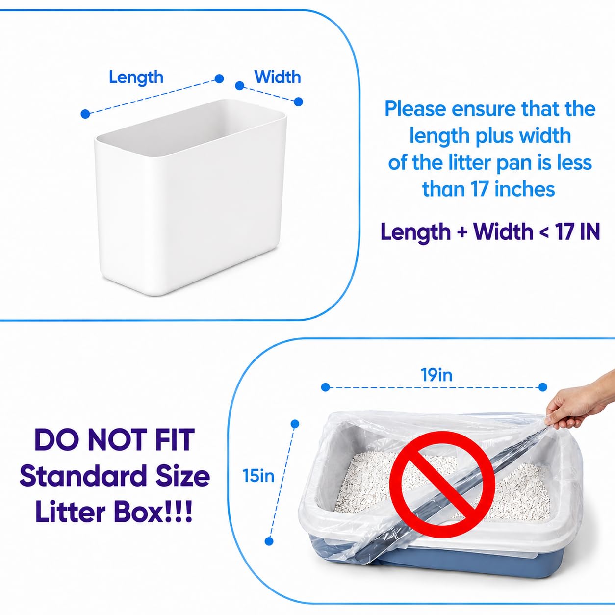 DOEL cat litter bag opened to show its shape as a litter box liner.