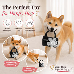 Dog Diggin Designs Chewnel Fleur Blanche plush dog toy shown from the back.
