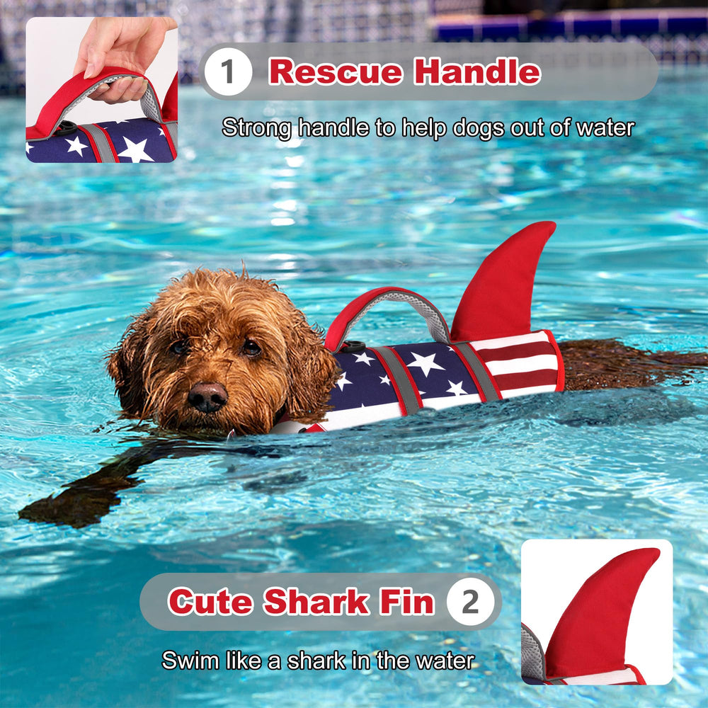 Dogcheer dog life jacket detail showing the reinforced top rescue handle.