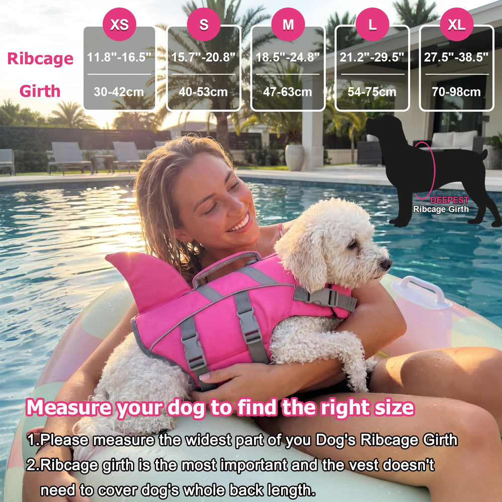 Dogcheer shark dog life jacket with adjustable straps and quick-release buckles.