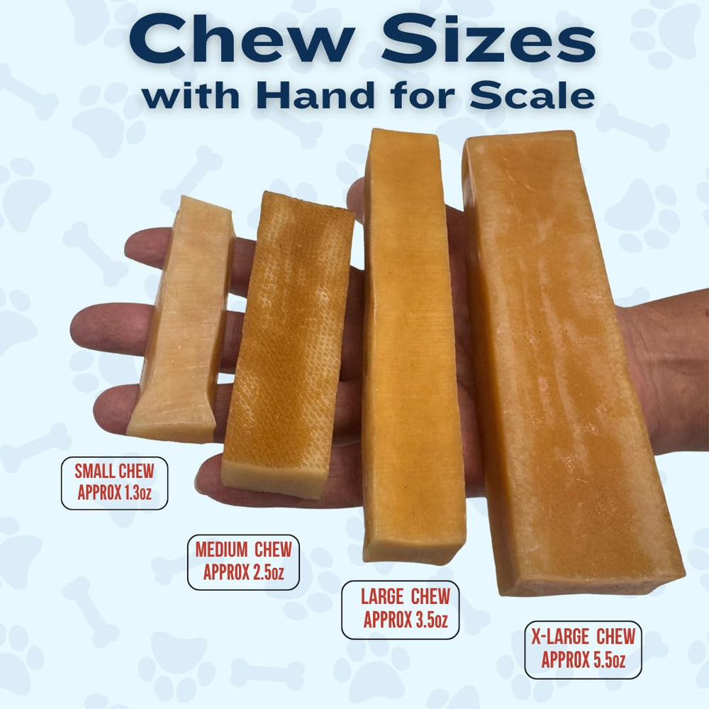 Three Doggo Dog Chew X-Large yak cheese chews shown together.