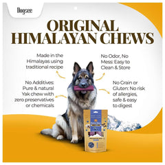 Dogsee yak cheese dental chews presented as a four-piece pack.