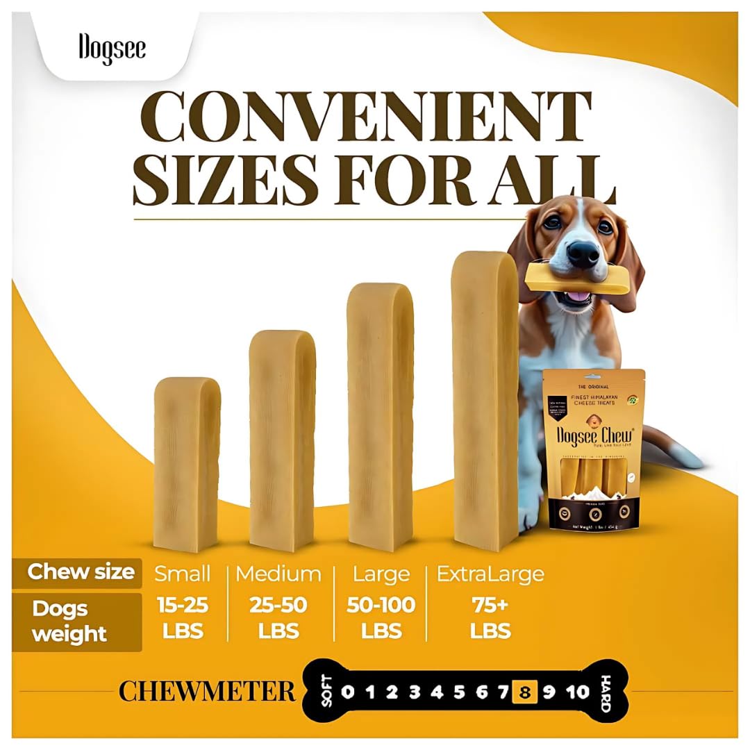 Dogsee Himalayan Yak Cheese Chews shown from a side angle.