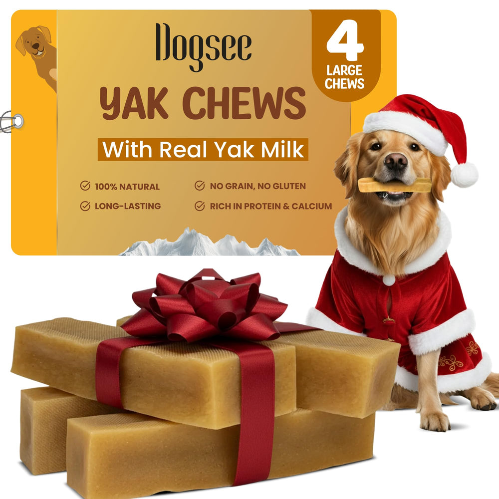 Dogsee Yak Chews shown from the front as large dog treats.