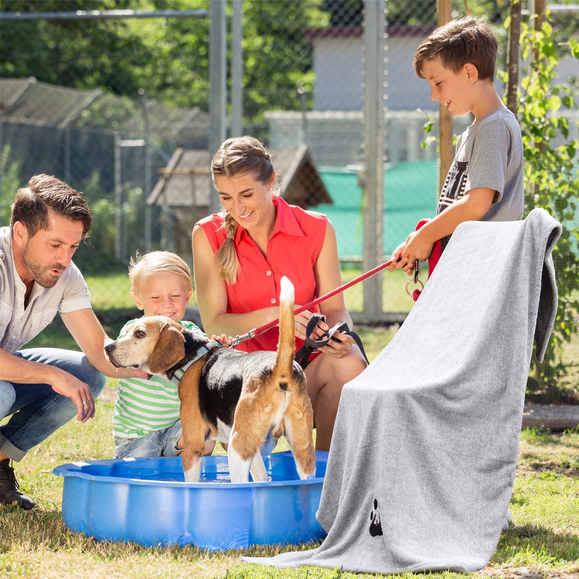 Dogvingpk dog towel folded to show its soft, plush fabric.