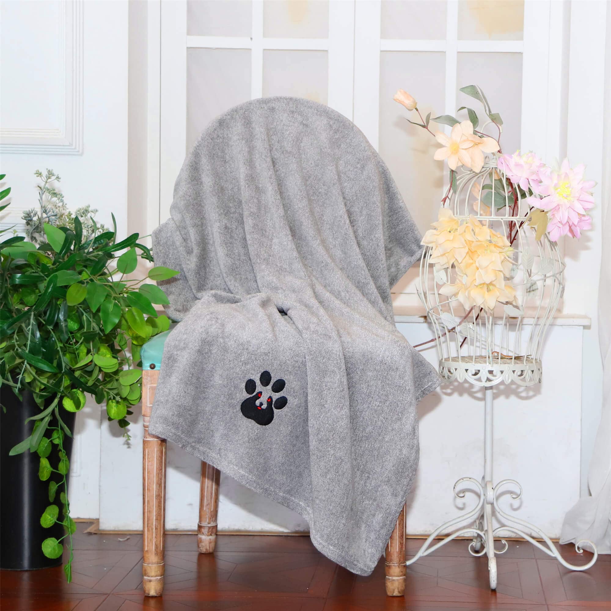 Dogvingpk dog towel shown fully spread out.