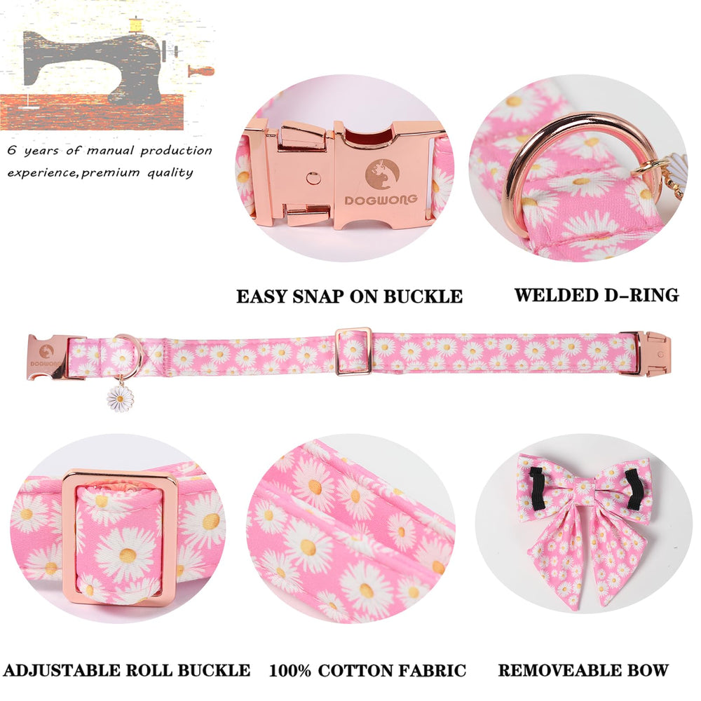 DOGWONG dog collar flower shown with its elastic loop attachment.