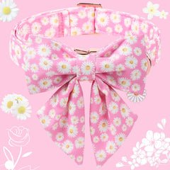 DOGWONG dog collar with a close view of the decorative flower bow.