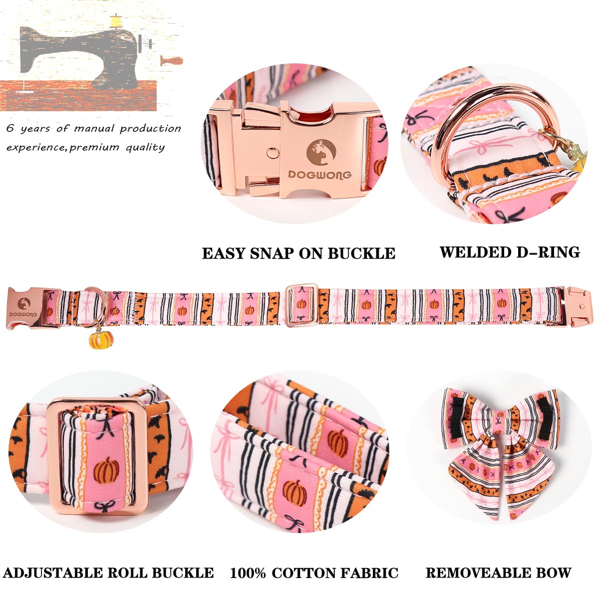 DOGWONG dog collar detail showing its quick-release metal buckle.