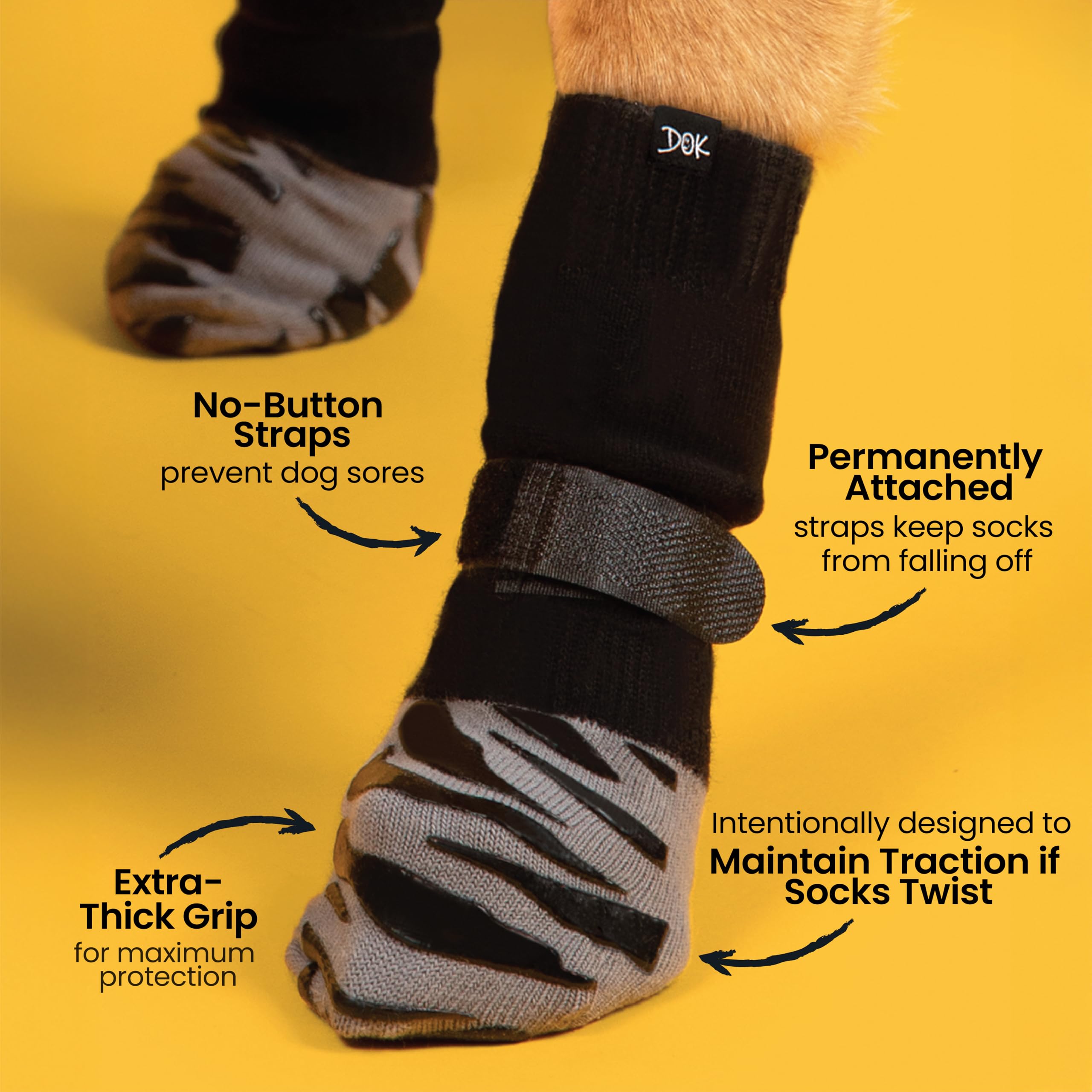 DOK TigerToes dog socks showing the grip when twisted.