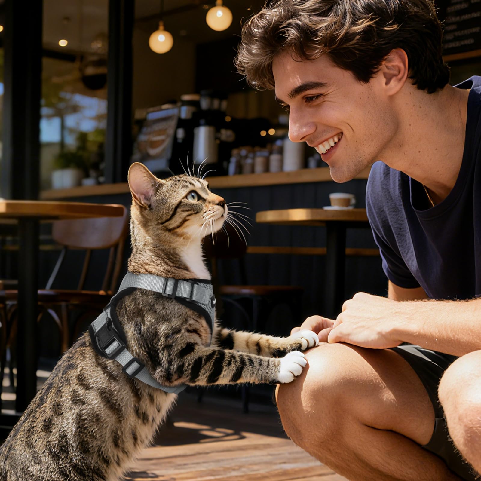 Dooradar Cat Harness and Leash Set with the included leash.