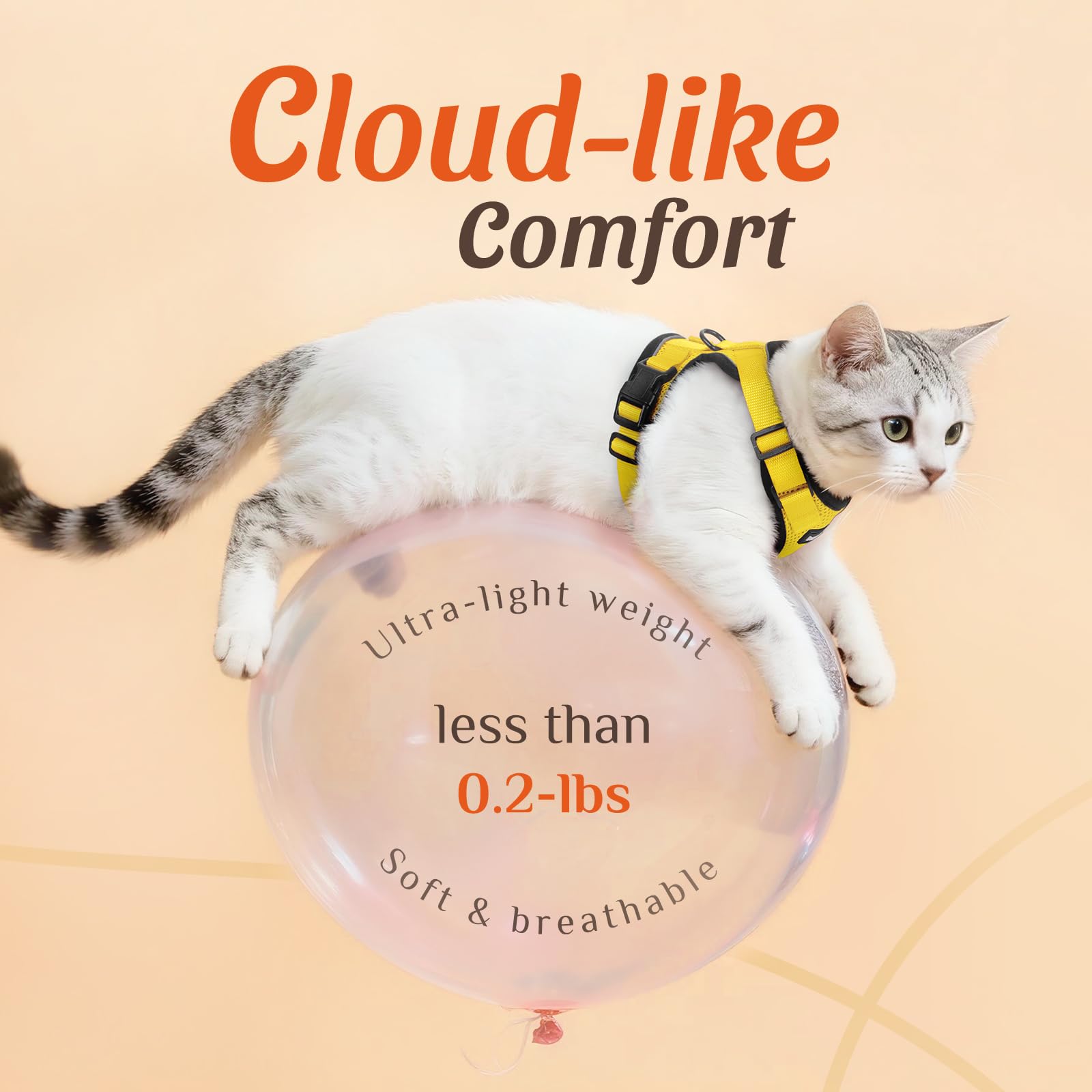 Dooradar cat harness breathable mesh, foam padding and soft edges.