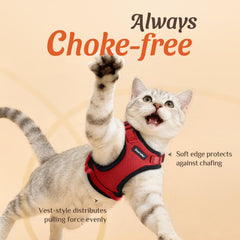 Dooradar cat harness close-up showing its reflective strips.