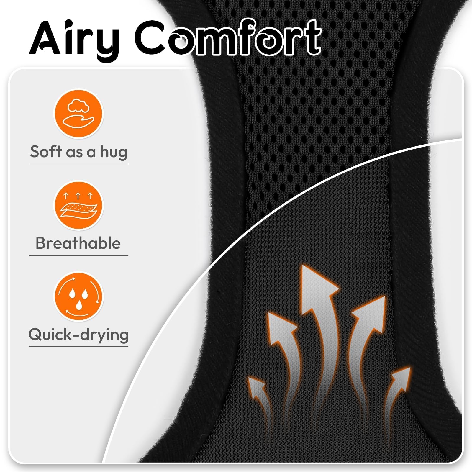 Dooradar cat harness close-up highlighting its reflective strips.