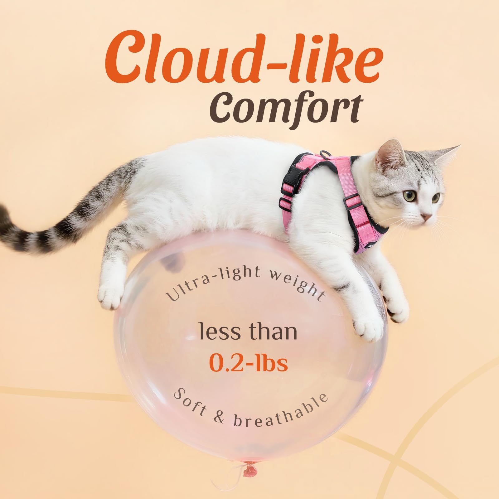 Dooradar cat leash detail showing the 360-degree rotating clip.